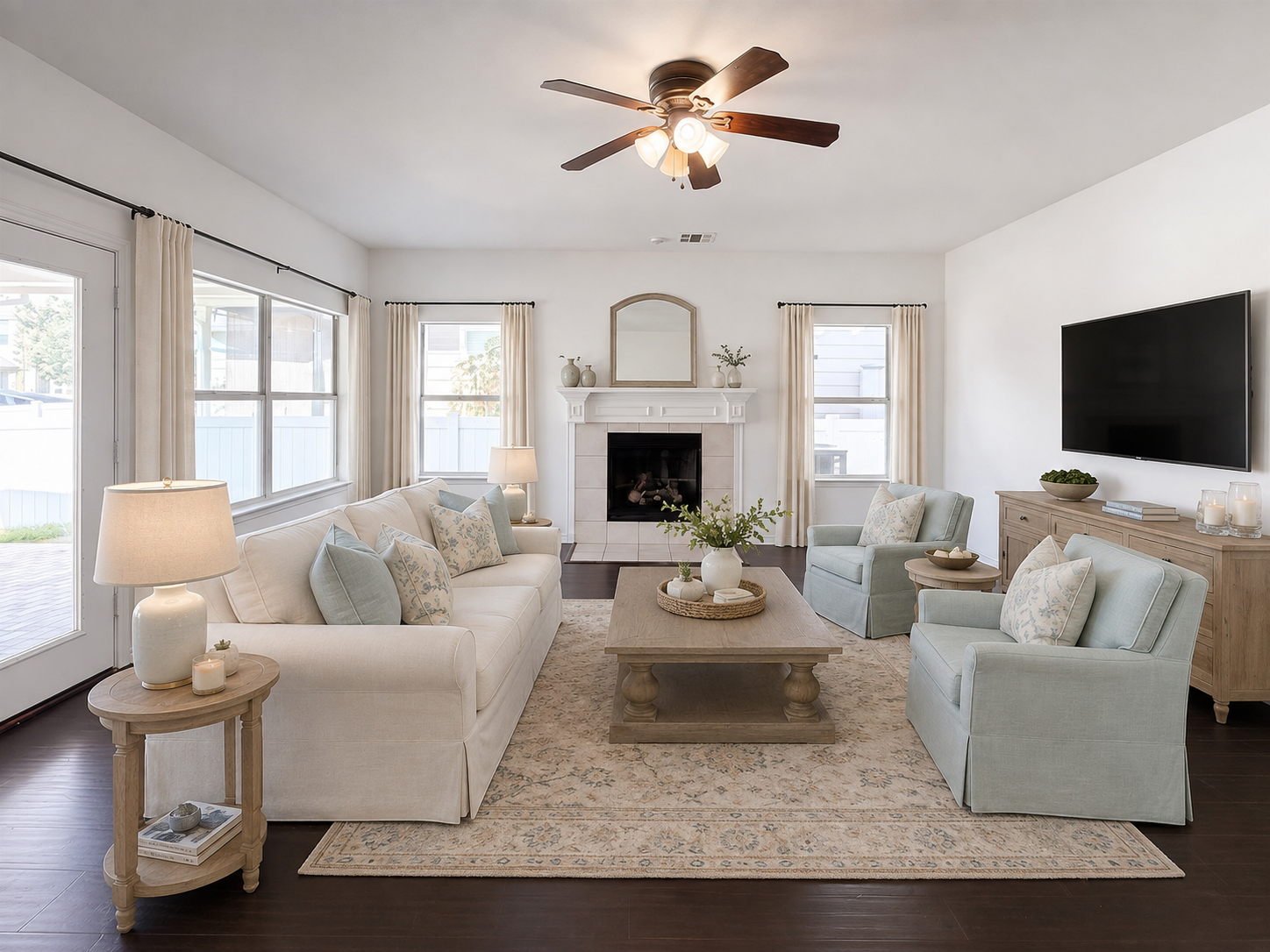 Fireplace-Centered Living after virtual staging