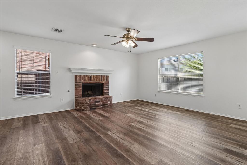 Brick Fireplace Living Room before virtual staging