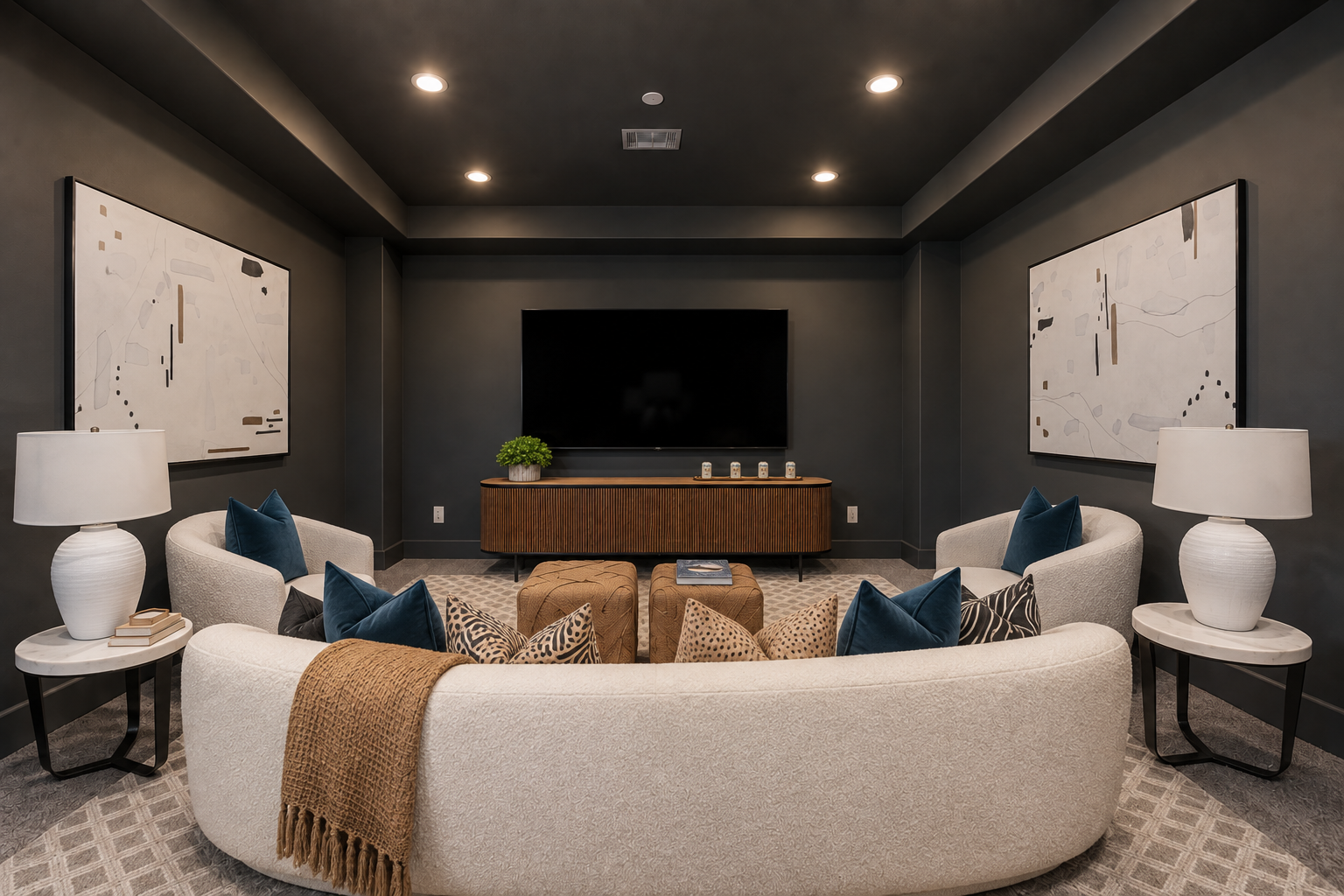 Outstanding Media Room after virtual staging