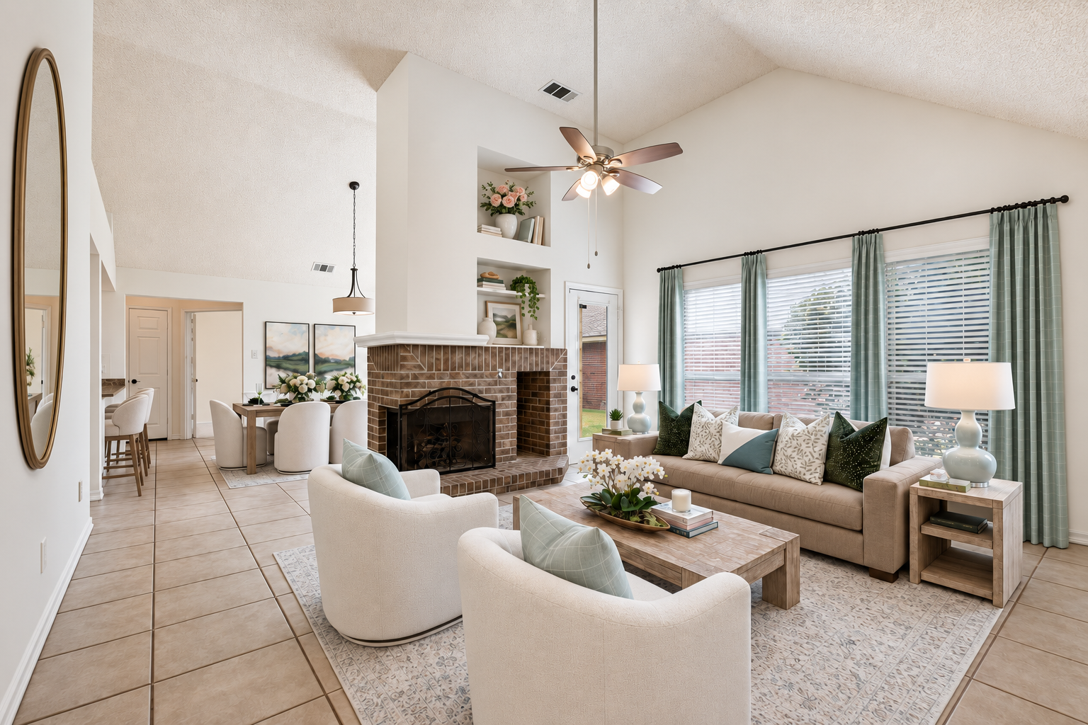 Gather Around the Hearth after virtual staging